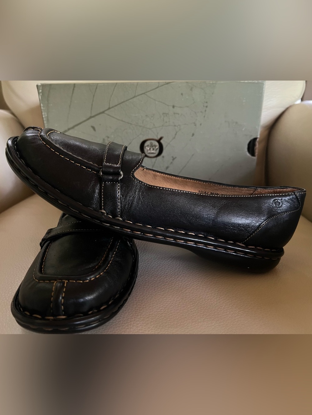 Born Nakita Black Leather Loafers Sz 10 NIB